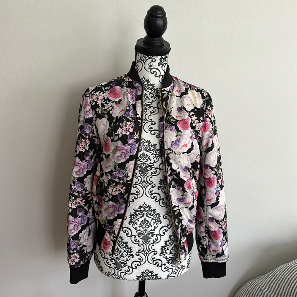 Vintage F21 Floral Bomber Jacket